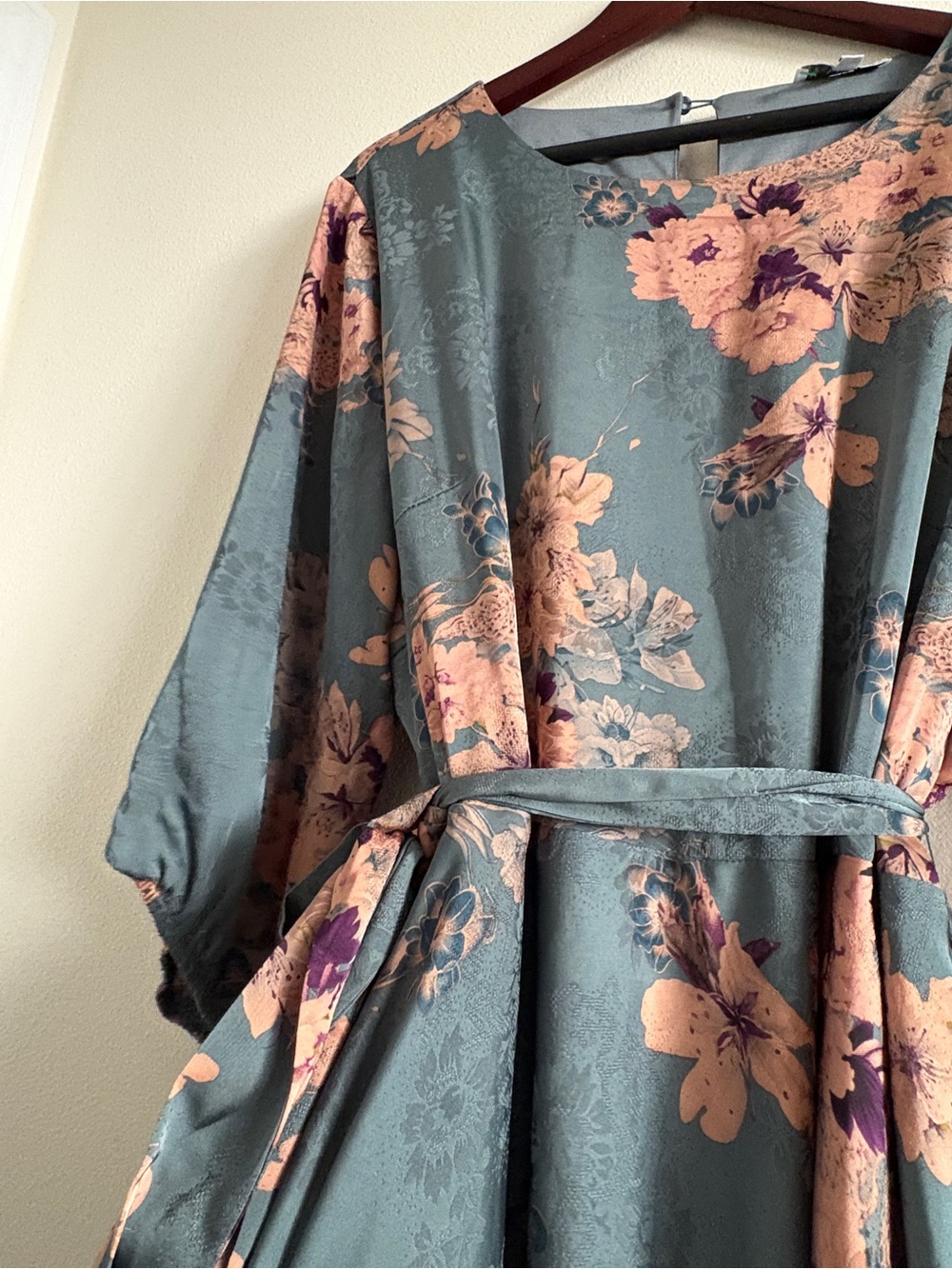 Baltic Born Paula Satin Floral Maxi Dress in Sage Pink Floral Blue Pink Multi 1X - Picture 6 of 9